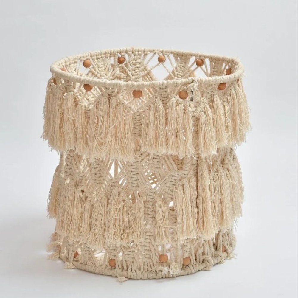 Macrame Wireframe Basket Round, 15x15 inches - Picture 3 of 4